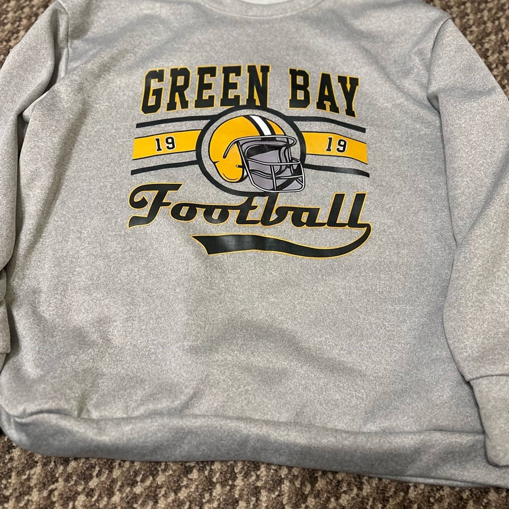 SHEIN Gray Green Bay Football Sweatshirt